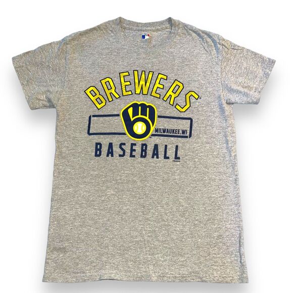 MLB Brewers T Shirt Top Major League Baseball Milwaukee Wisconsin Gray Small - Picture 1 of 6